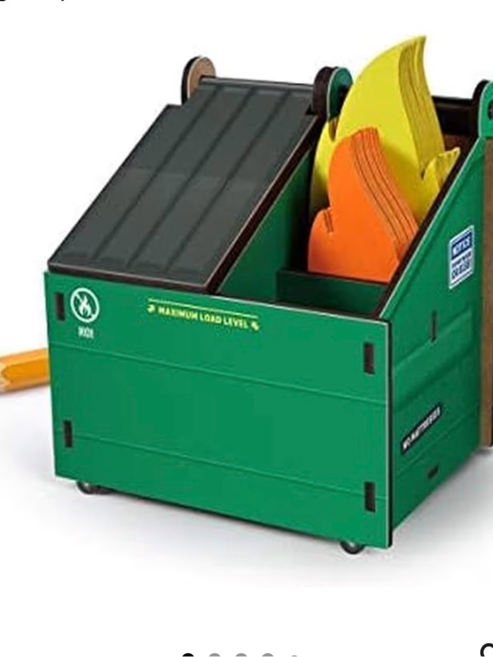 Genuine Fred Desk Dumpster Pencil Holder with 100+ Flame Note Cards